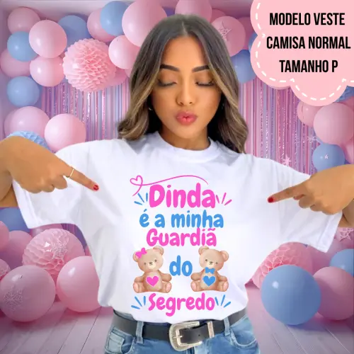 Camiseta Dinda Guardiã Do Segredo Ursinhos Chá Revelação