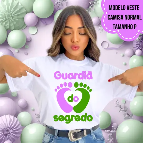 Camiseta Guardiã Do Segredo Pezinhos Lilás E Verde