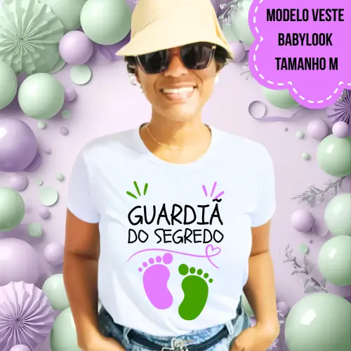 Camiseta Guardiã Do Segredo Pezinhos Chá Revelação