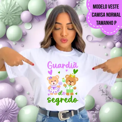 Camiseta Guardiã Do Segredo Ursinhos Chá Revelação
