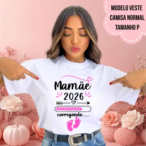 Camiseta Mamãe Carregando 2026 Gravidez