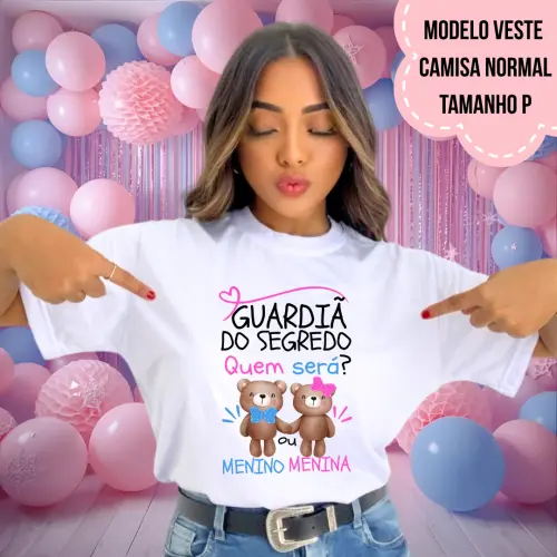 Camiseta Guardiã Do Segredo Ursinhos Rosa E Azul