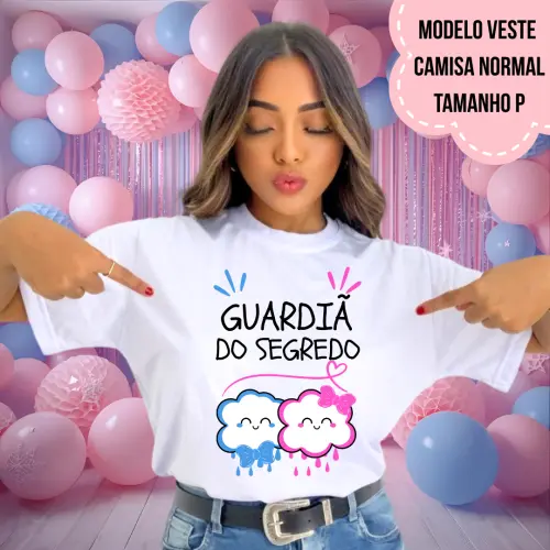 Camiseta Guardiã Do Segredo Chuva De Benção Nuvem Rosa E Azul