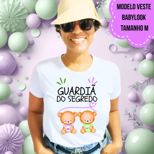 Camiseta Guardiã Do Segredo Ursinhos Lilás E Verde