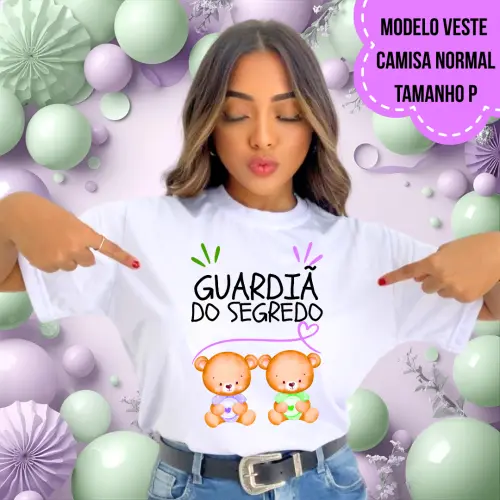 Camiseta Guardiã Do Segredo Ursinhos Lilás E Verde