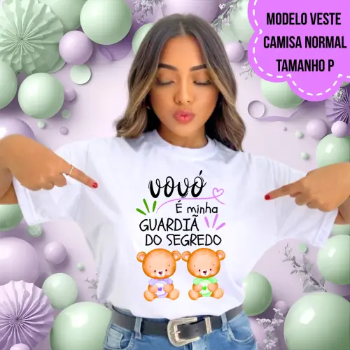 Camiseta Vovó Guardiã Do Segredo Ursinhos Lilás E Verde