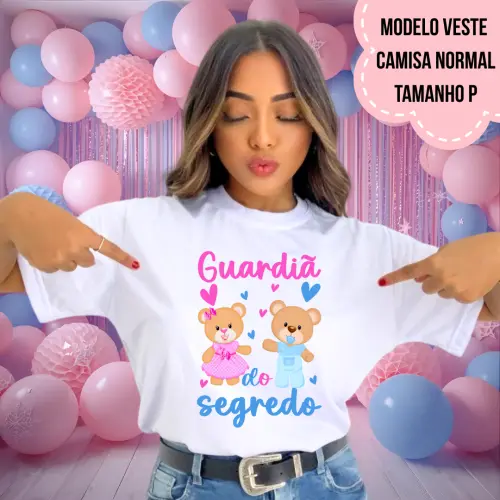 Camiseta Guardiã Do Segredo Ursinhos Rosa E Azul