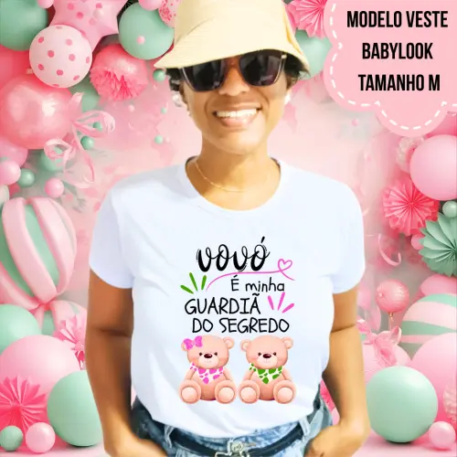 Camiseta Vovó Guardiã Do Segredo Ursinhos Babador Rosa E Verde