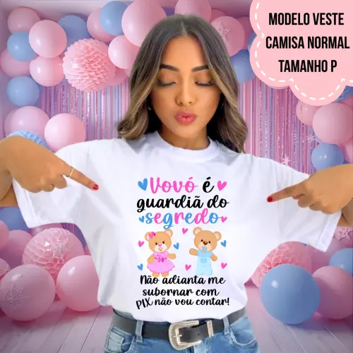 Camiseta Vovó Guardiã Do Segredo Ursinhos Rosa E Azul