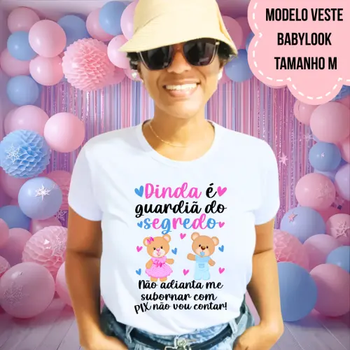 Camiseta Dinda Guardiã Do Segredo Ursinhos Rosa E Azul