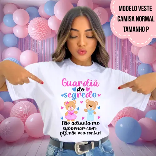 Camiseta Guardiã Do Segredo Ursinhos Rosa E Azul