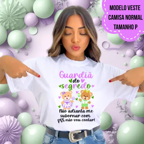 Camiseta Guardiã Do Segredo Ursinhos Lilás E Verde