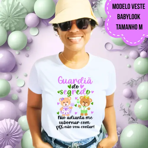 Camiseta Guardiã Do Segredo Ursinhos Lilás E Verde