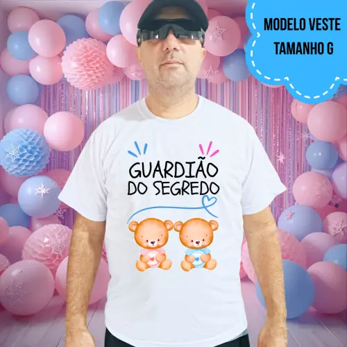 Camiseta Guardião Do Segredo Ursinhos Rosa E Azul
