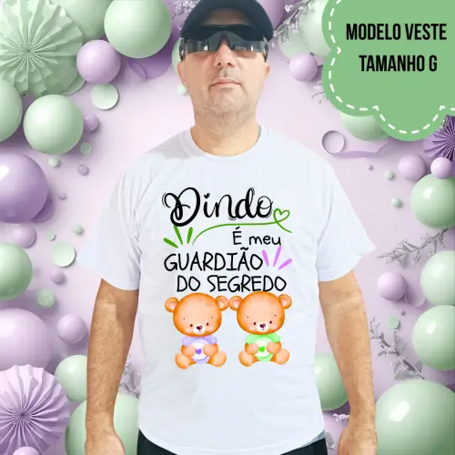 Camiseta Dindo Guardião Do Segredo Ursinhos Lilás E Verde