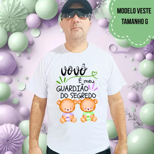 Camiseta Vovô Guardião Do Segredo Ursinhos Lilás E Verde