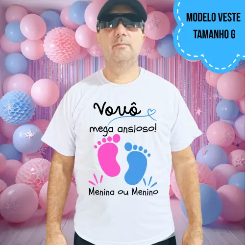 Camiseta Vovô Mega Ansioso Pezinhos Rosa E Azul