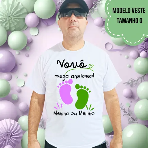 Camiseta Vovô Mega Ansioso Pezinhos Lilás E Verde