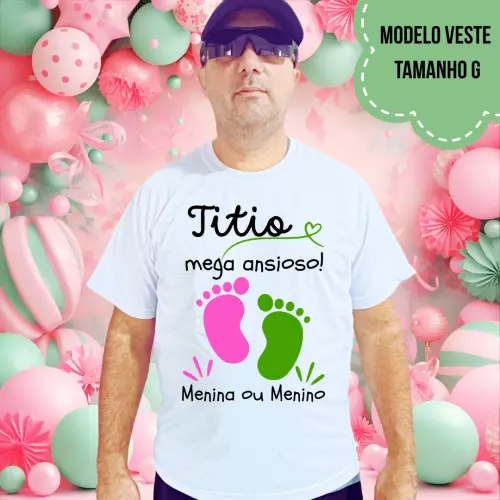 Camiseta Titio Mega Ansioso Pezinhos Rosa E Verde