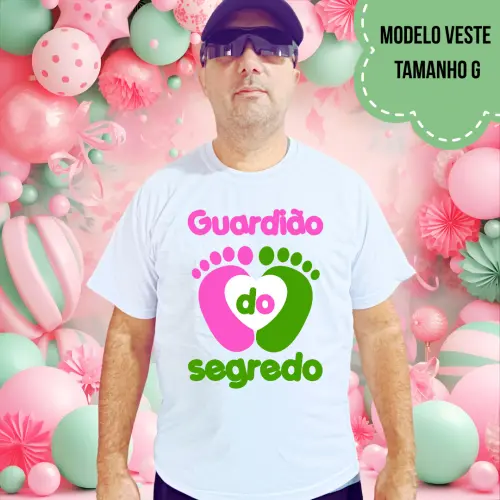 Camiseta Guardião Do Segredo Pezinhos Rosa E Verde