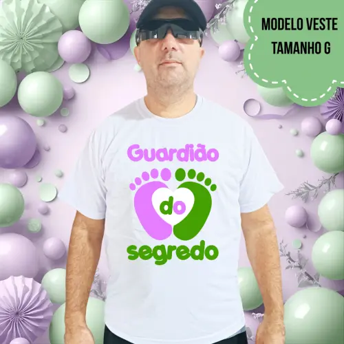 Camiseta Guardião Do Segredo Pezinhos Lilás E Verde