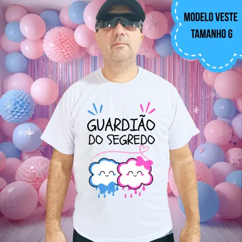 Camiseta Guardião Do Segredo Chuva De Benção Nuvem Rosa E Azul