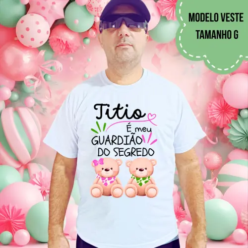 Camiseta Titio Guardião Do Segredo Ursinhos Babador Rosa E Verde