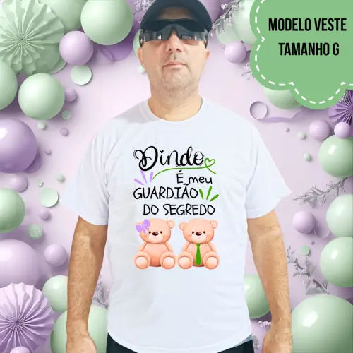 Camiseta Dindo Guardião Do Segredo Ursinha Lacinho Lilás E Ursinho Gravata Verde
