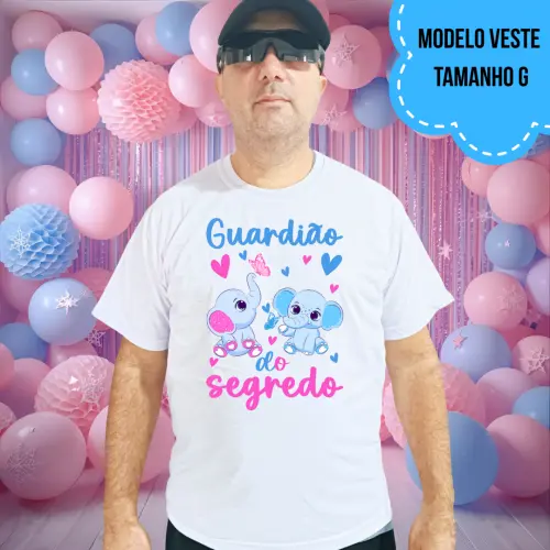 Camiseta Guardião Do Segredo Elefantinhos Rosa E Azul