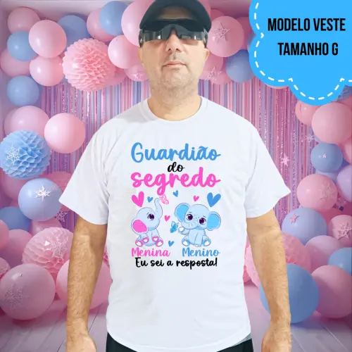 Camiseta Guardião Do Segredo Elefantinhos Rosa E Azul