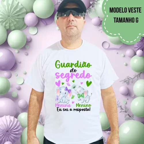 Camiseta Guardião Do Segredo Elefantinhos Lilás E Verde