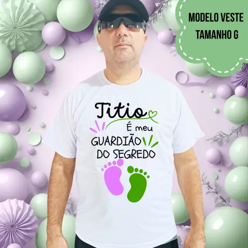 Camiseta Titio Guardião Do Segredo Pezinhos Lilás E Verde