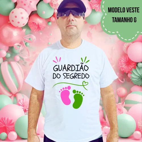 Camiseta Guardião Do Segredo Pezinhos Rosa E Verde