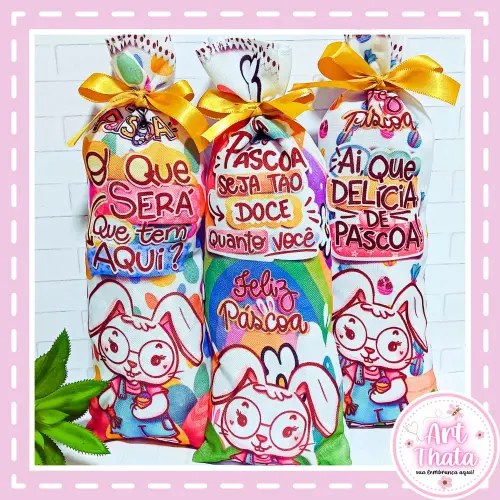 Saquinhos Porta Bis Ou Bombons Personalizado Feliz Páscoa