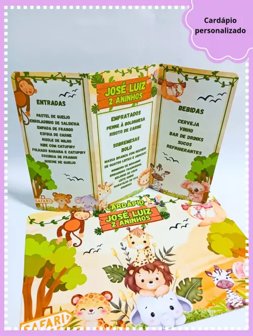 Cardápio Menu Personalizado Safari