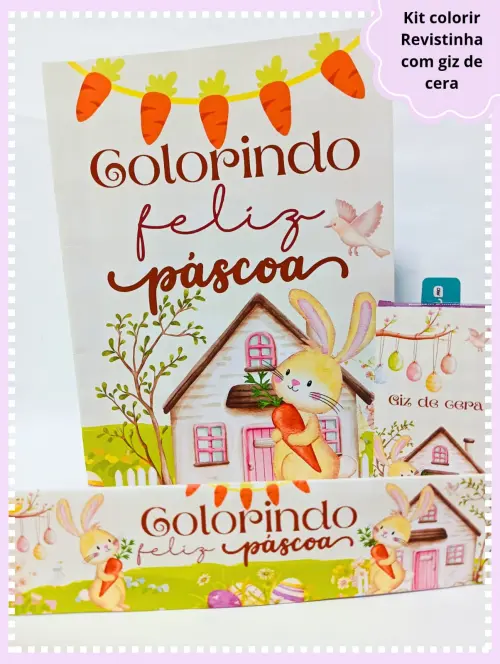 Kit Colorir com Revistinha e Giz de Cera Páscoa Lembrancinha