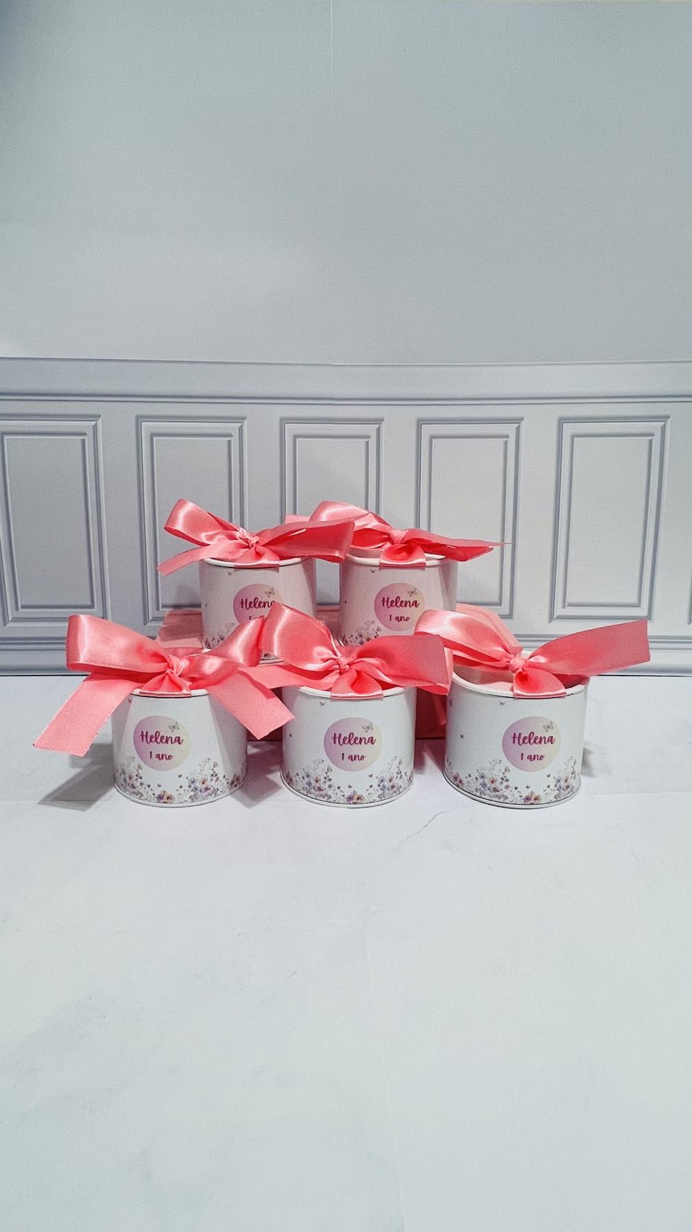 Kit 10 Tubolatas Personalizadas 5x6cm com Laço Jardim Encantado