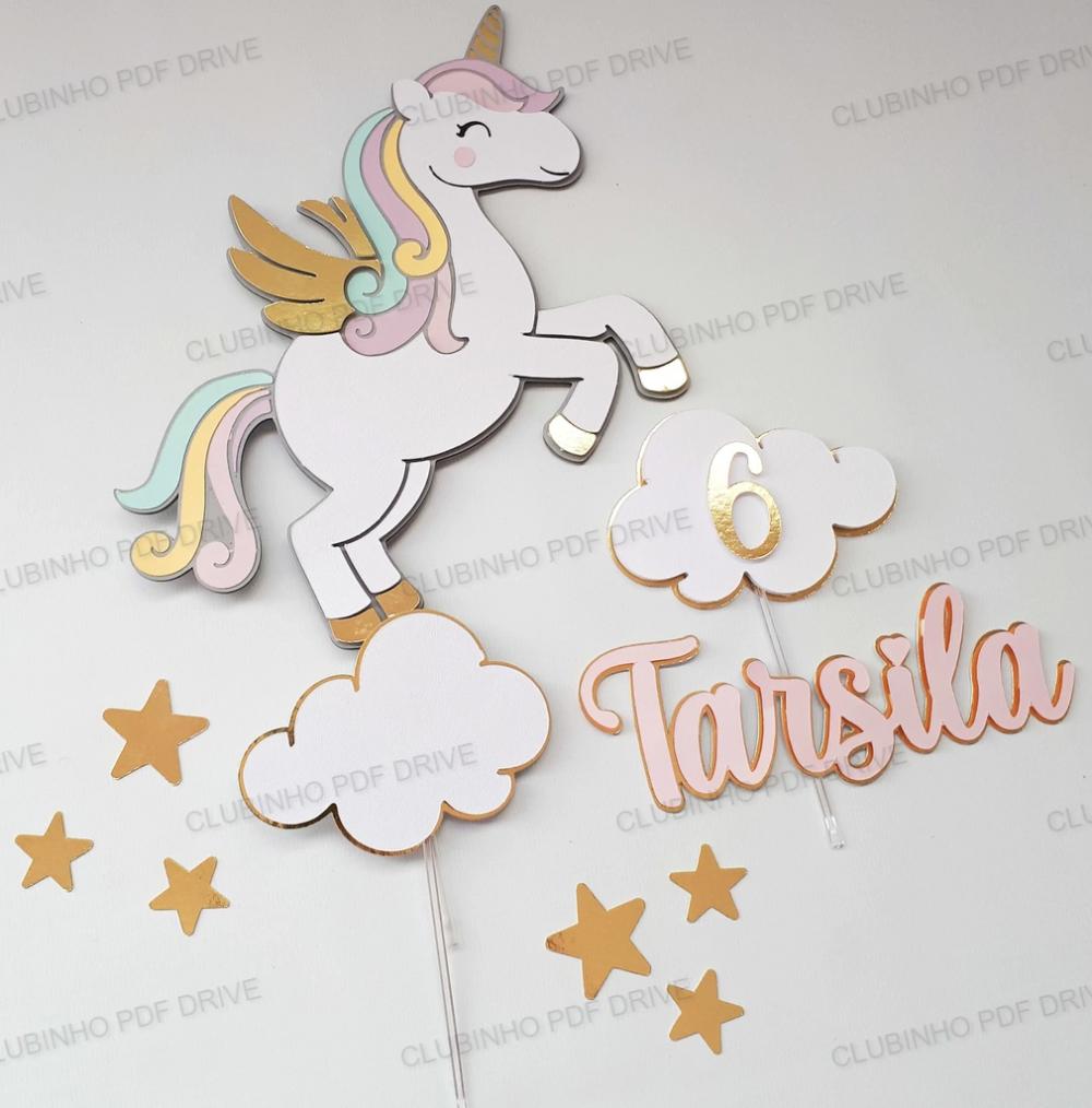 Arquivo de corte topo de bolo Unicórnio