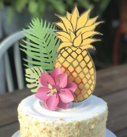 Arquivo de corte topo de bolo Tropical Abacaxi