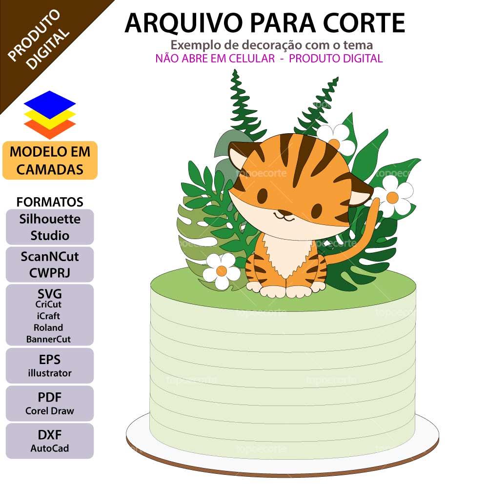 Arquivo de corte topo de bolo Tigre Baby Cute