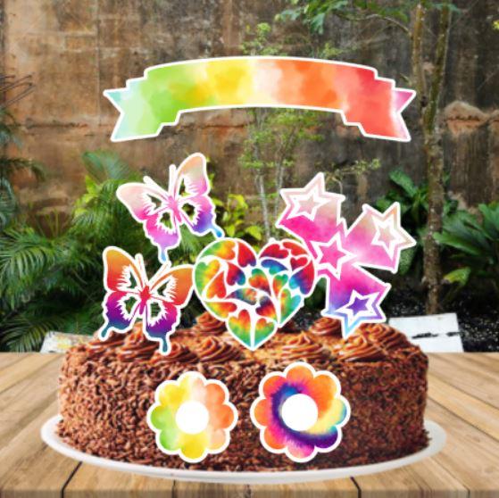 Arquivo de corte topo de bolo Tie Dye