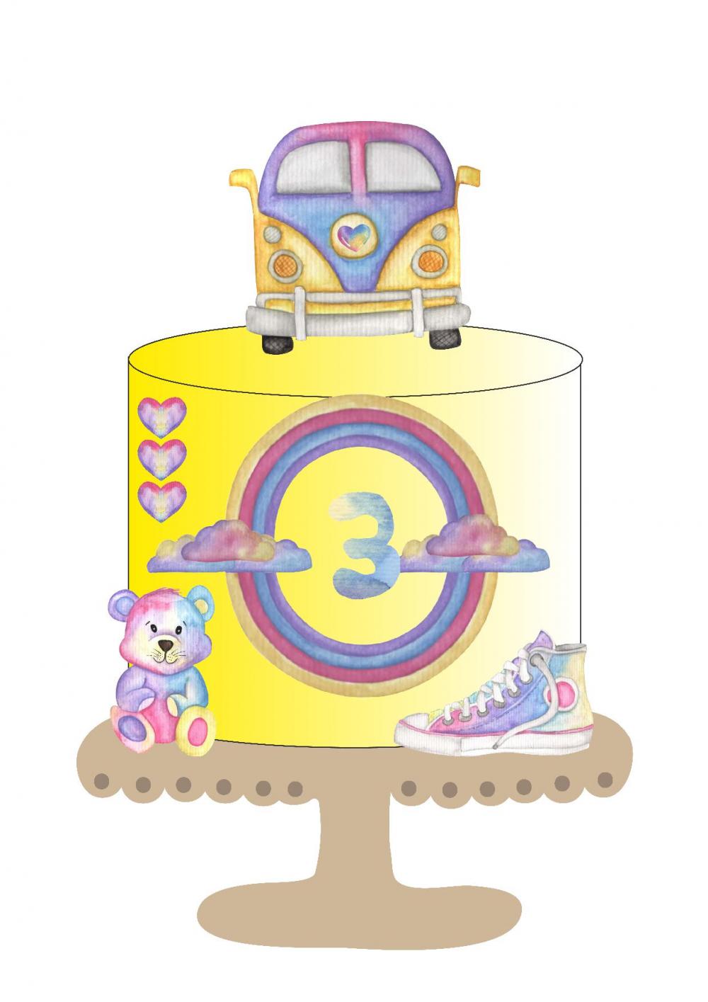 Arquivo de corte topo de bolo Tie Dye