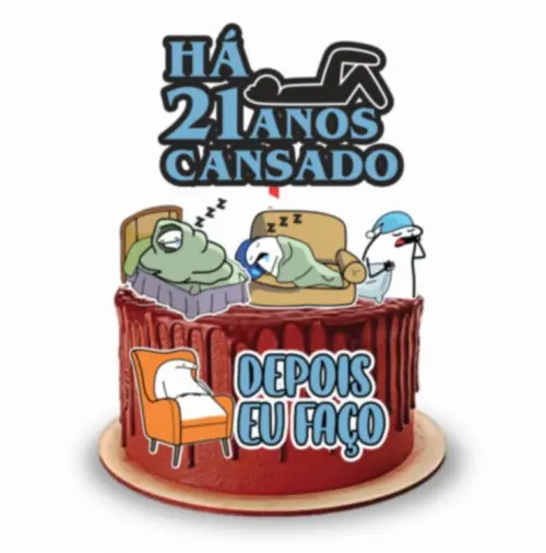 Arquivo de corte topo de bolo FLORK CANSADO