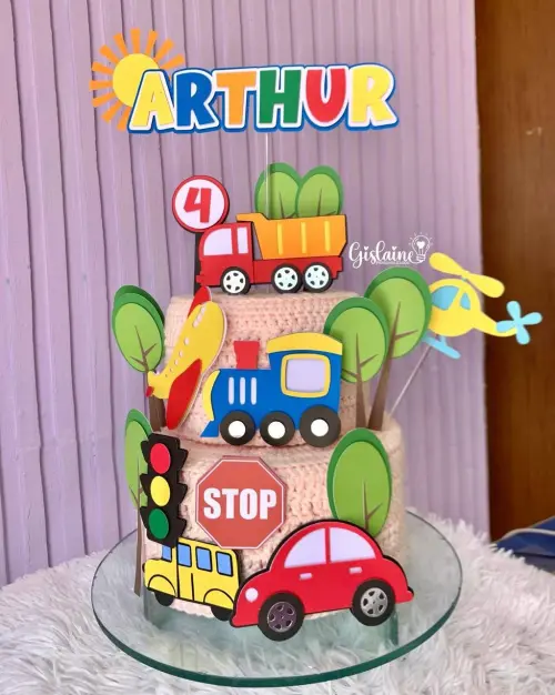 Arquivo de corte topo de bolo Carro e Meio de Transportes