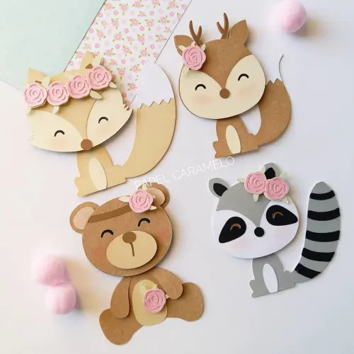 Arquivo de corte topo de bolo animais do Urso Boho