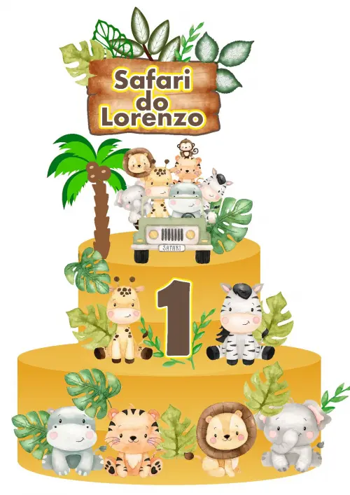 Arquivo de corte topo de bolo SAFARI