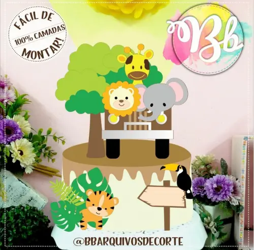 Arquivo de corte topo de bolo SAFARI