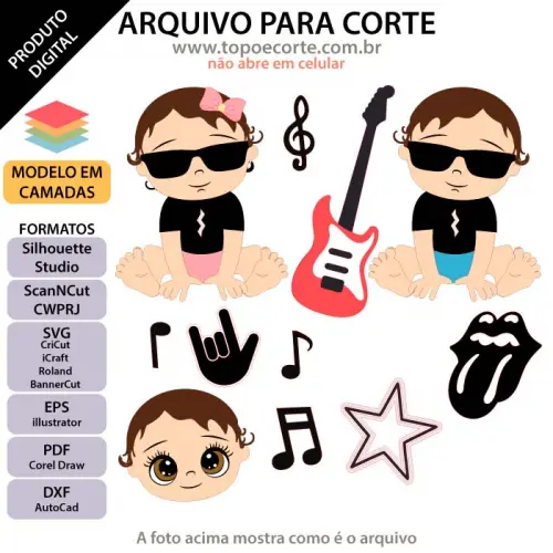 Arquivo de corte topo de bolo Rock