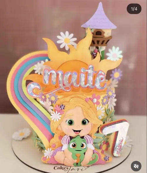 Arquivo de corte topo de bolo Rapunzel baby