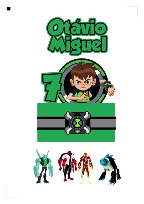 Arquivo de corte topo de bolo Ben 10